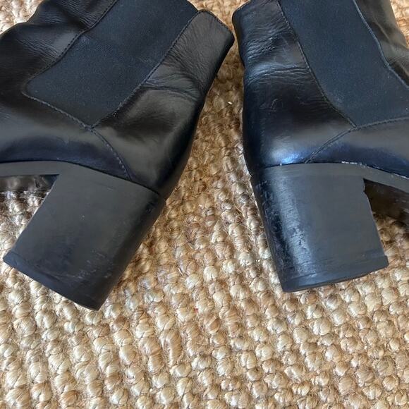 JONAK Black Leather Chelsea Boots, Block Heel - Picture 5 of 8